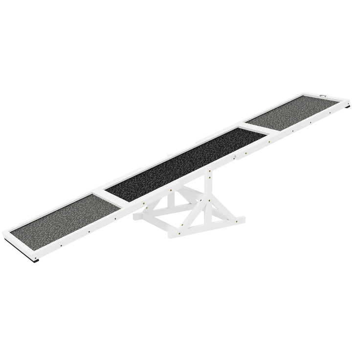 White wooden dog agility ramp