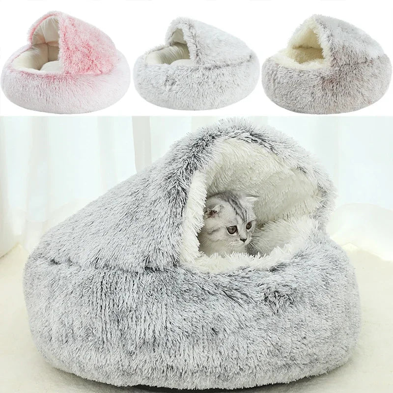 Winter Plush Cat Bed Round Cushion
