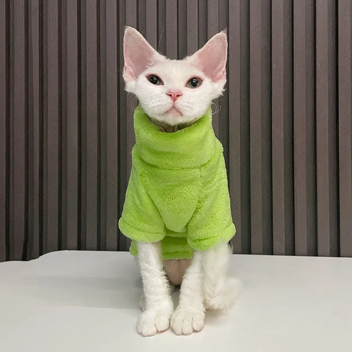 Winter Warm Sphynx Cat Sweater, Turtleneck Coat
