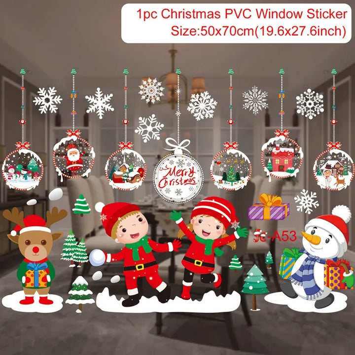 Winter holiday-themed sticker set for windows