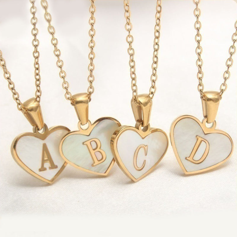 Women personalized heart shell necklace
