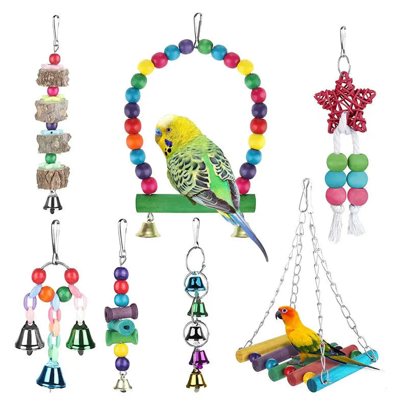 Wooden Bead Parrot Toy