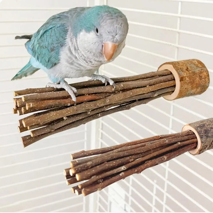 Wooden Bird Stand with Pole