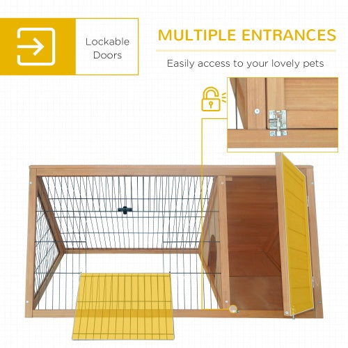 Wooden Bunny Hutch with Multiple Entrances
