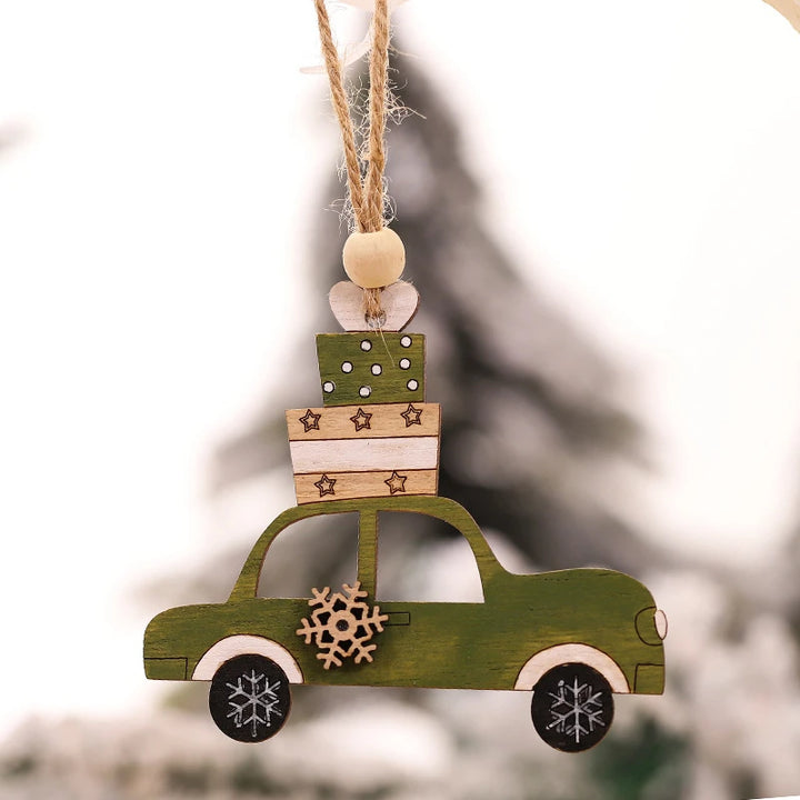 Wooden Car-themed Christmas ornaments