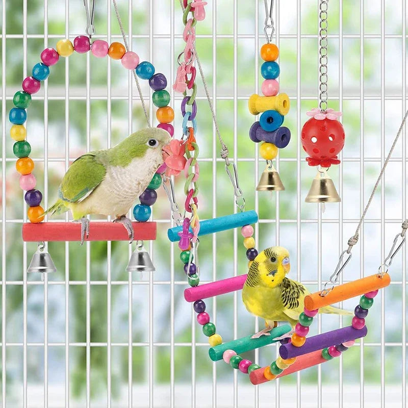 Wooden Parrot Bite Bridge and Swing Toys