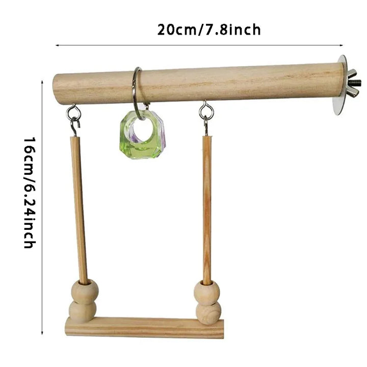 Wooden Parrot Toy Set with Swing