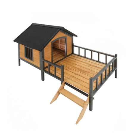 Wooden cabin dog house design