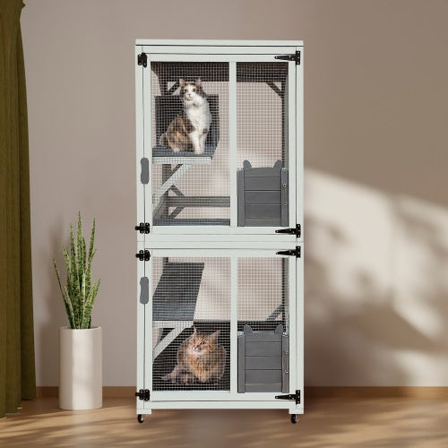 Wooden cat shelter with resting area