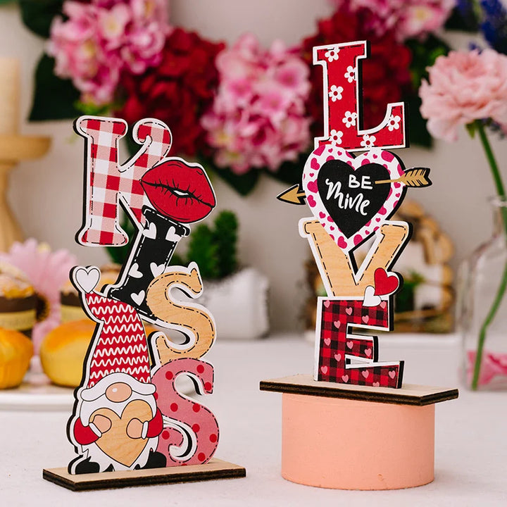 Wooden centerpiece signs for Valentine's