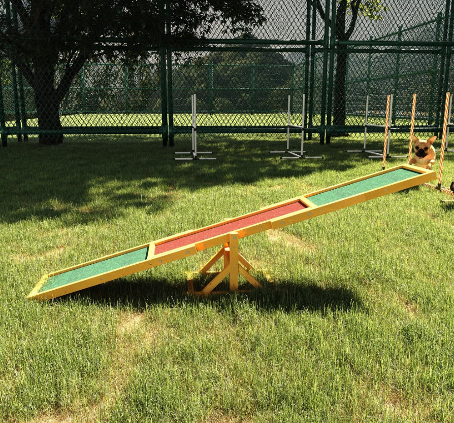 Wooden dog agility seesaw for training