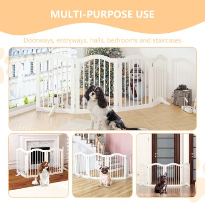 Wooden dog gate with support feet