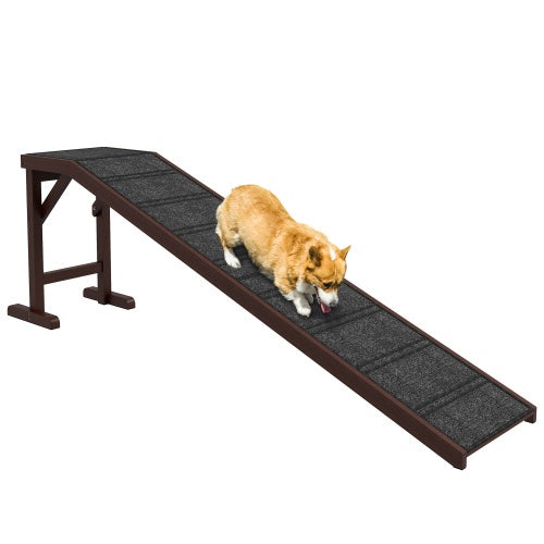 Wooden dog ramp with safety platform
