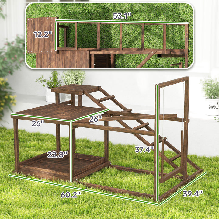 Wooden playground for hens and chicks