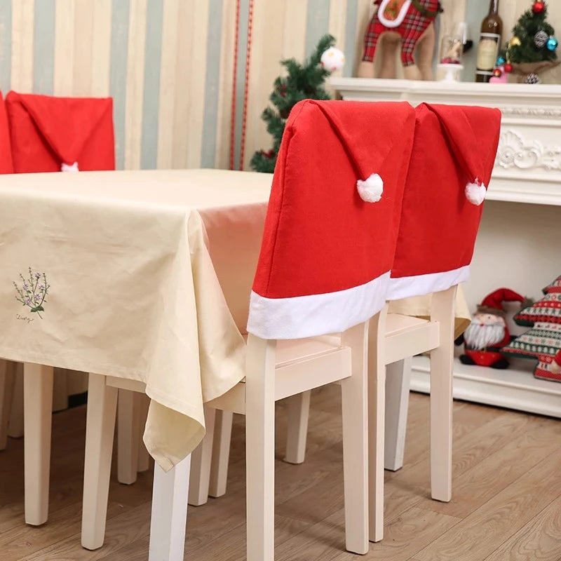 Xmas chair back covers with festive patterns