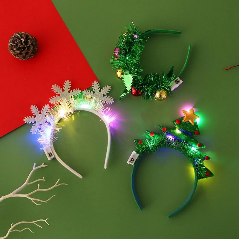 Xmas tree hair band with LED lights