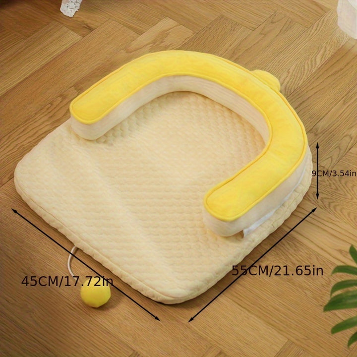 Yellow and beige pet bed
