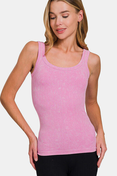 Zenana Fitted Ribbed Tank Top
