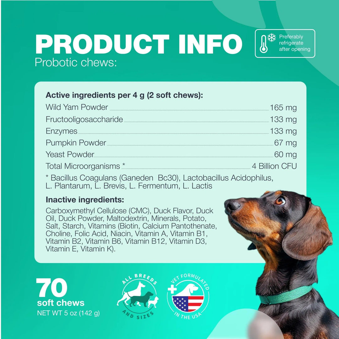 All-Natural Dog Probiotics Chews Information