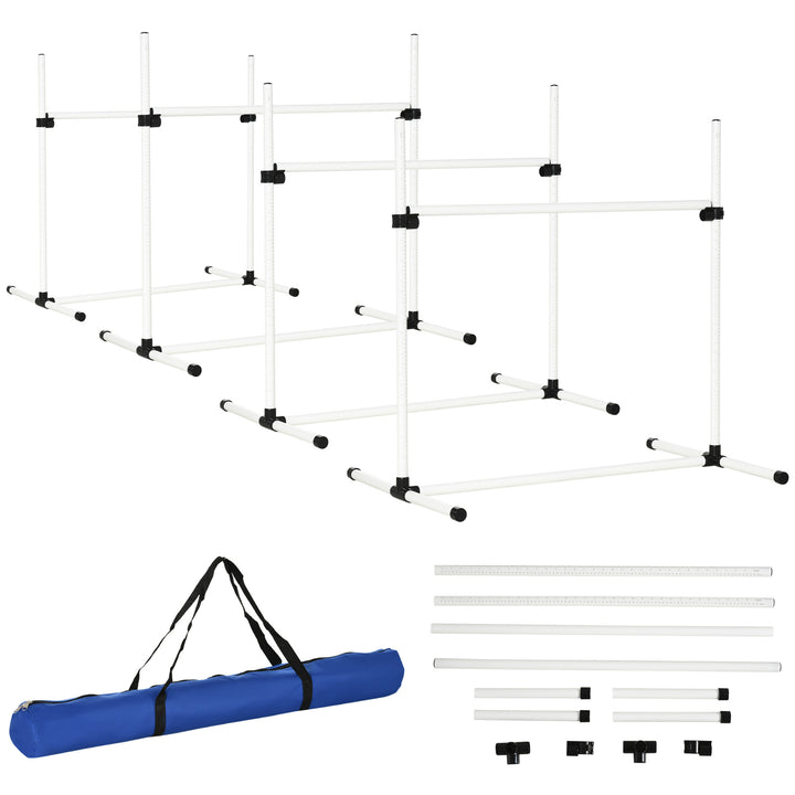 Dog agility training hurdle set with blue carrying bag