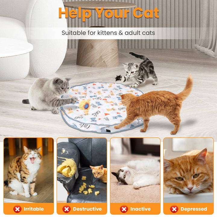 1Pc Cat Toys Ball Fast Rolling In Pouch Rechargeable Motion Activated Interactive Cat Toys For Indoor Cats Hide And Seek Mouse Catching Game