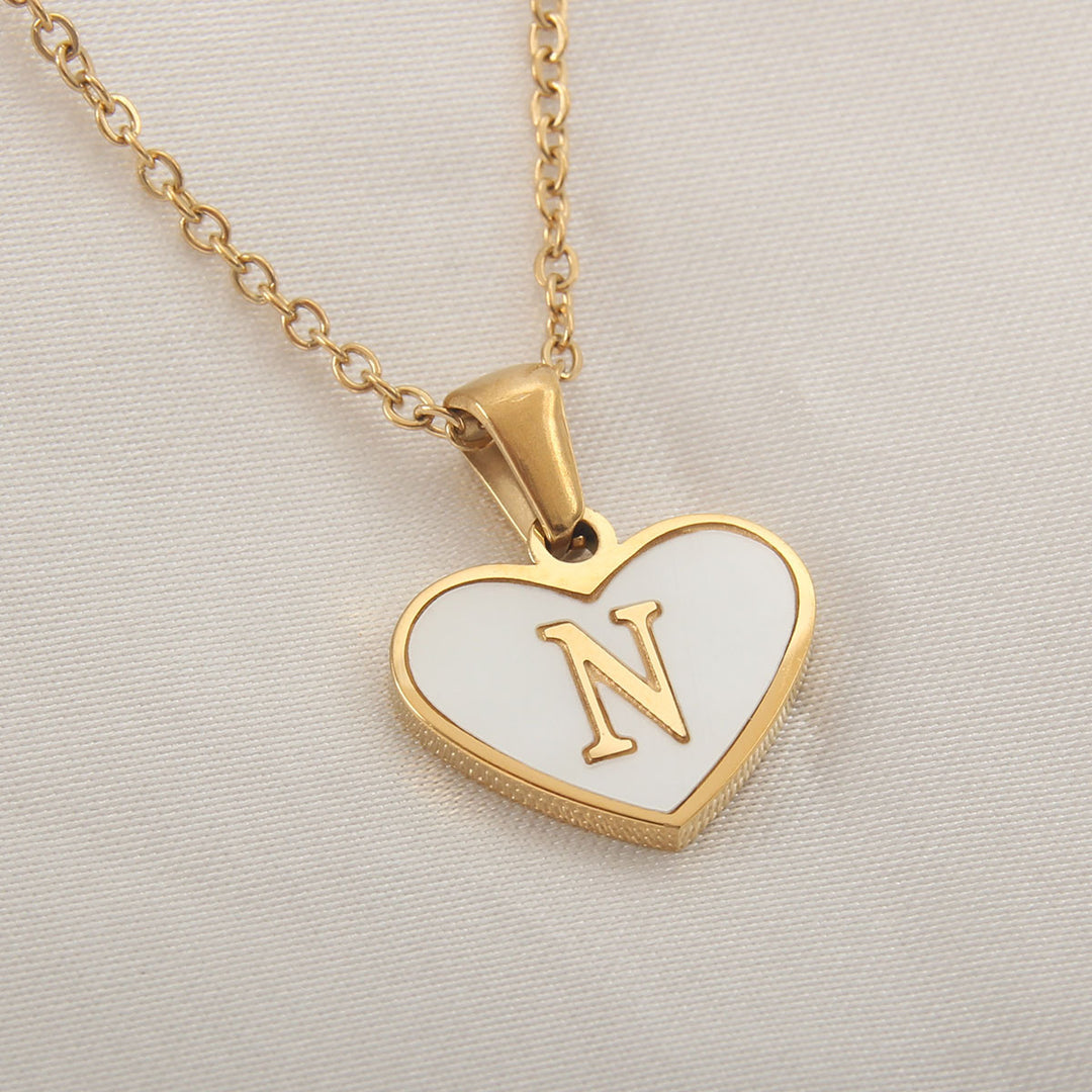 White shell necklace Valentine’s Day With N letter