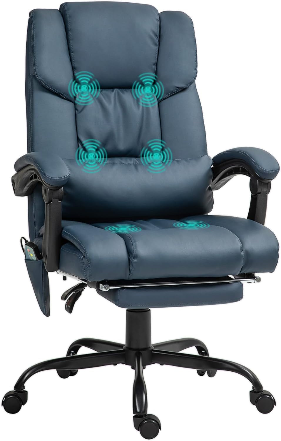 High Back Massage Office Chair with 6 Vibration Points, PU Leather