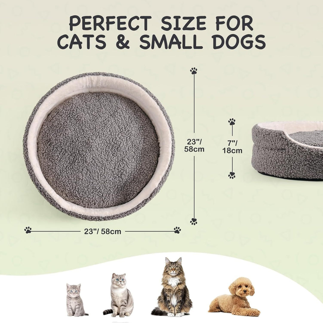 Cat bed with dimensions and size suitability for cats and small dogs 