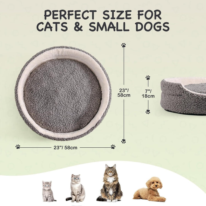 Cat bed with dimensions and size suitability for cats and small dogs 