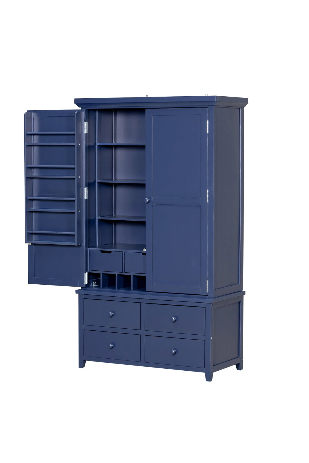 blue Freestanding Wooden Kitchen Pantry Cabinet 