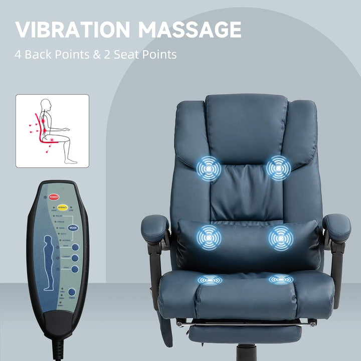 High Back Massage Office Chair with 6 Vibration Points, PU Leather