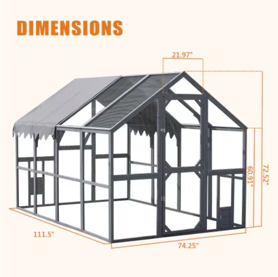 Dimensions of a Chicken Coop with Grey Color