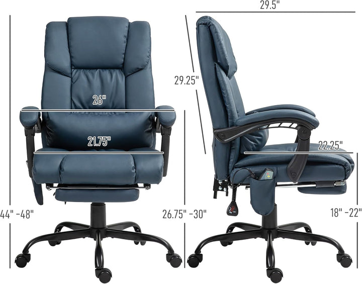 High Back Massage Office Chair with 6 Vibration Points, PU Leather