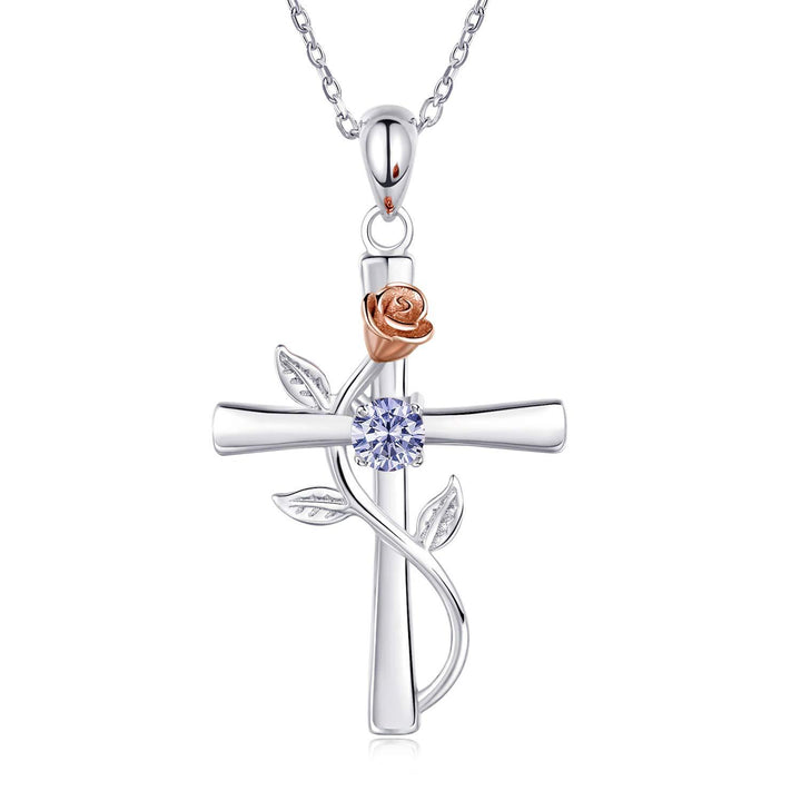 cute Cross necklace with birthstones