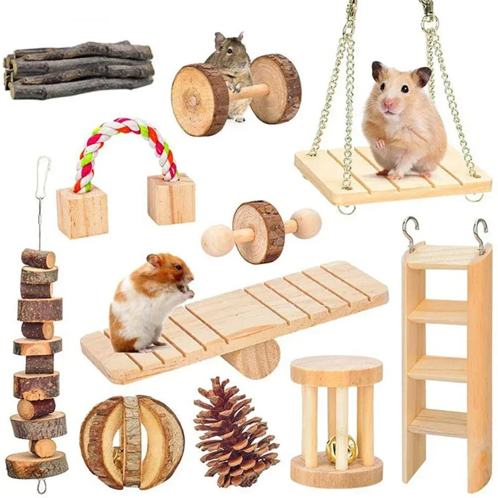 cute Natural Pine Dumbbell Toy
