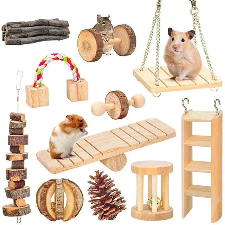 cute Natural Pine Dumbbell Toy
