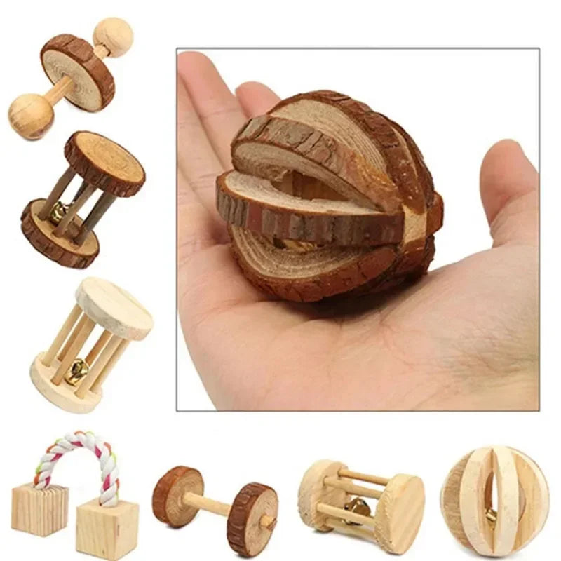 cute Wooden Rabbit Chew Toy
