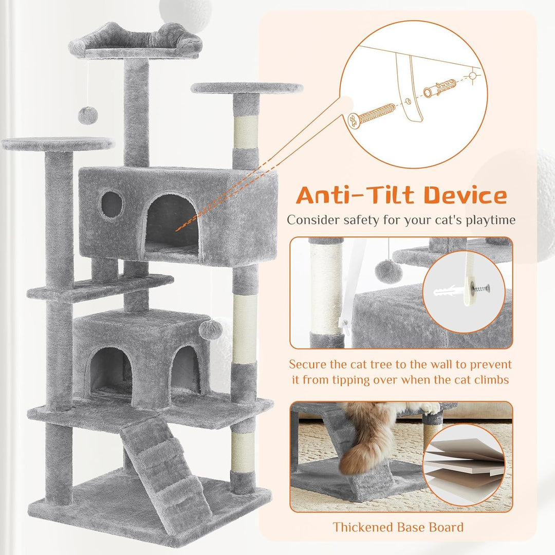 Cat tree with anti-tilt device feature