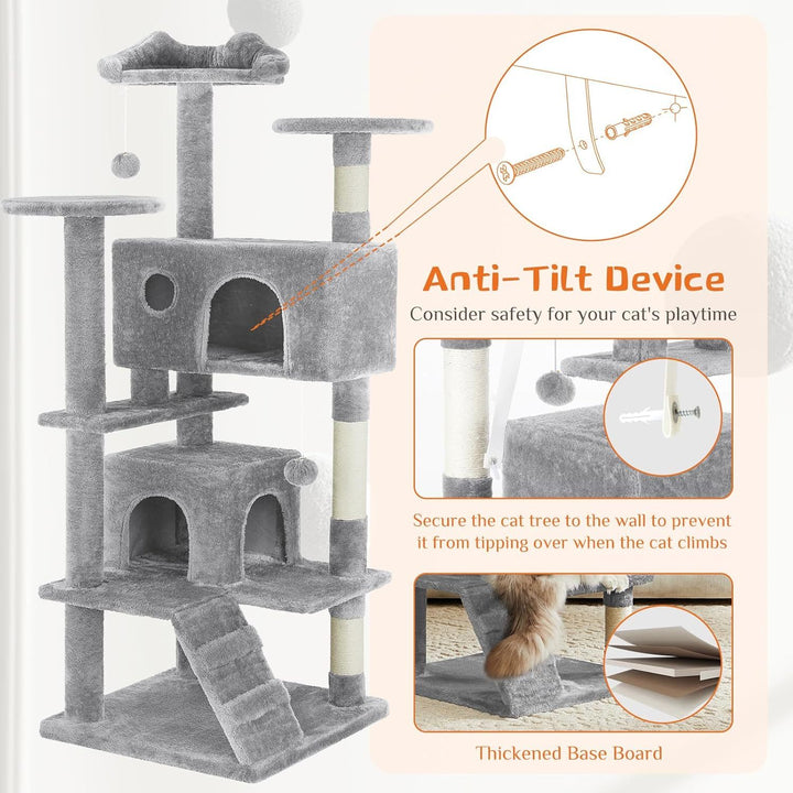 Cat tree with anti-tilt device feature