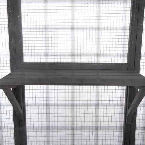 Grey Net Cat Enclosure Cage