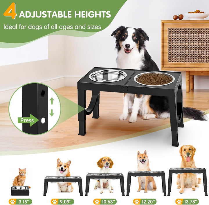 4 Adjustable Black Pet Bowl