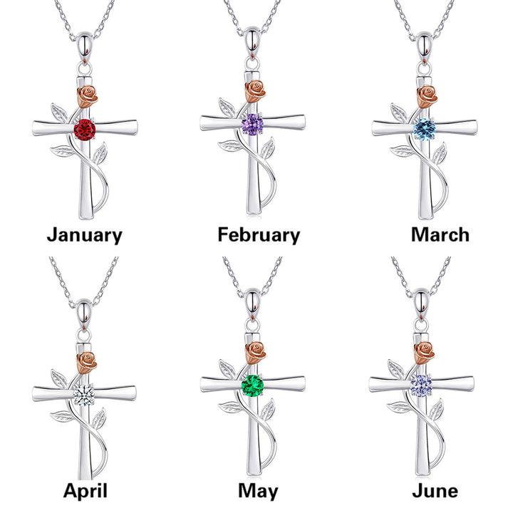 many color Rose cross necklace rhinestone pendant 