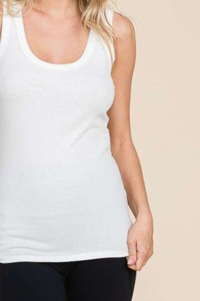 stylish Soft Ribbed Scoop Tank
